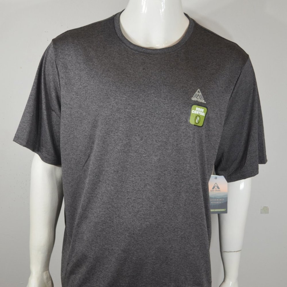 Off-Trail Performance Apparel Men's Odor Control T shirt 3XL Charcoal Heather